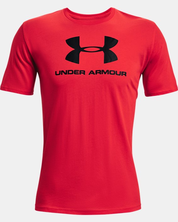 男士UA Sportstyle Logo短袖T恤, Red, pdpMainDesktop image number 4